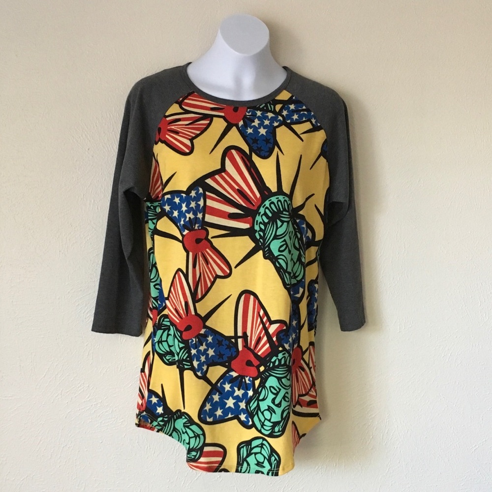 LulaRoe Statue of Liberty 3/4 sleeve top S